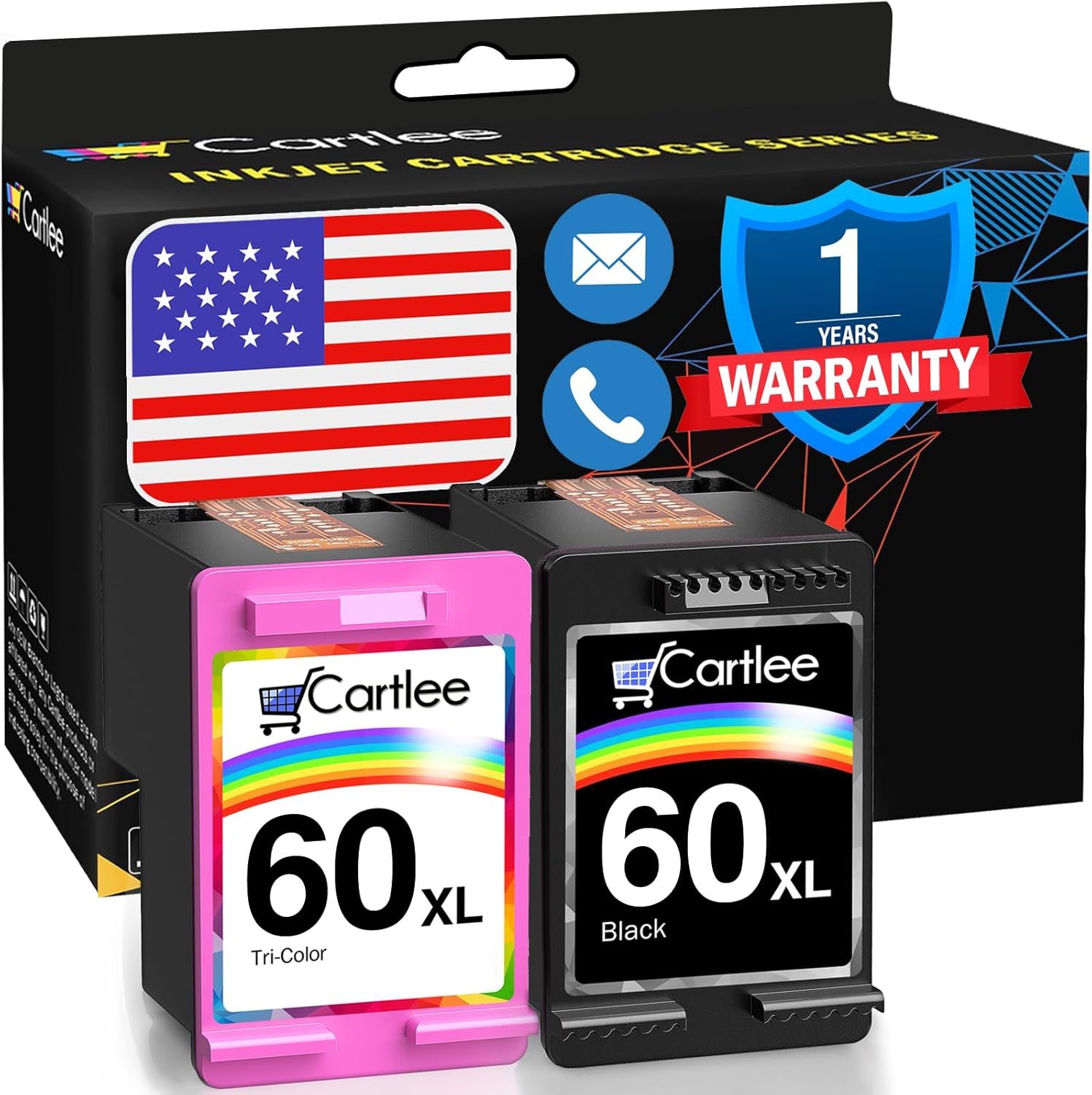 Cartlee Remanufactured Ink Cartridge Replacement for HP 60XL 60 XL for Envy 100 110 120 Photosmart C4670 c4680 c4780 c4795 d110 Deskjet D2660 d2680 f2430 f4280 f4440 f4480 f4580 Printer Black Color