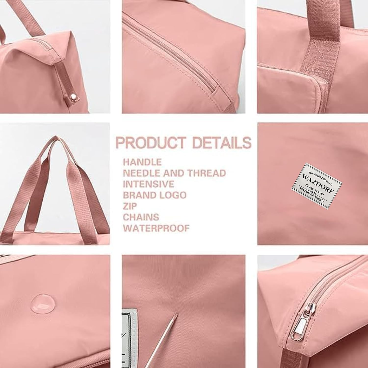 Wazdorf 41 Liter Expandable Travel Bags for Women, Duffle Bags for Women Luggage, Foldable Vanity Traveling Bag, Waterproof Hand Bag for Ladies Personal Items, Peach, Luggage image 3