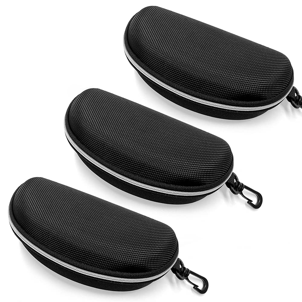 EKdirect 3pcs Sunglasses Case Hard Protective Eyewear Eyeglasses Glasses Box with Zip Hook (Silver)