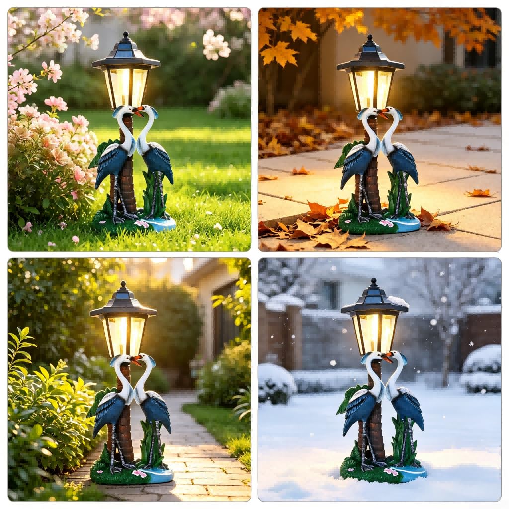 Estatua de jardín solar al aire libre par de pájaros decoración resistente a la intemperie resina patio arte para césped 33 cm