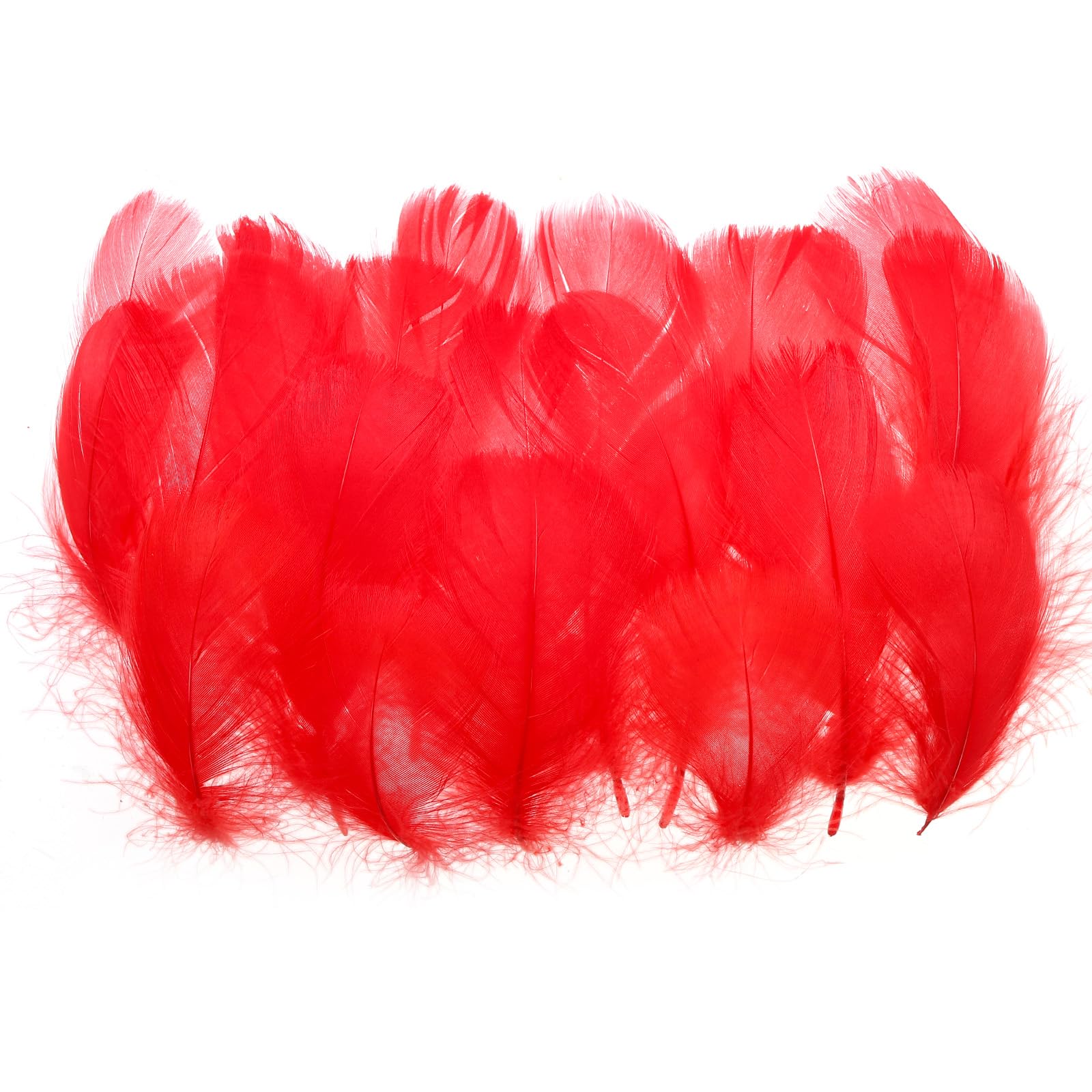 PATIKIL Colorful Feathers 3-5inch, 300pcs Goose Feathers Bulk for Crafts DIY Wedding Home Party Decorations Dream Catcher, Red