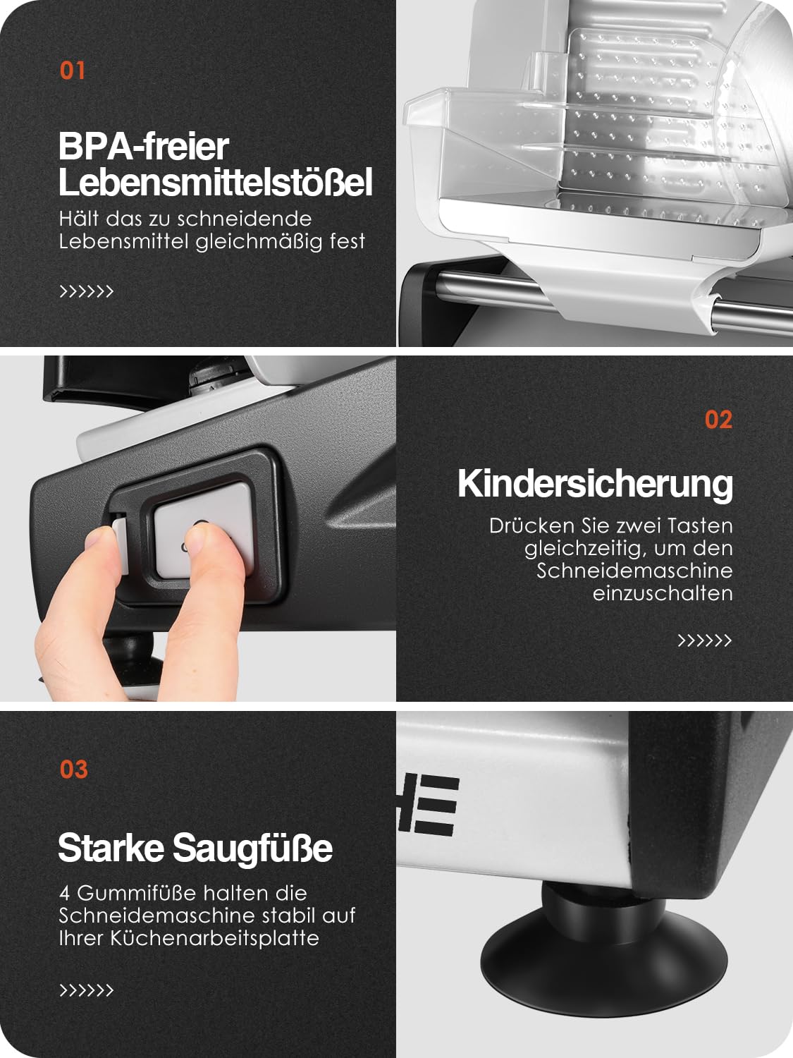 YASHE Allesschneider Elektrisch 250W Brotschneidemaschine 19cm Gezahntes & Glattes Messer Einstellbare Schnittstärke 0-15mm