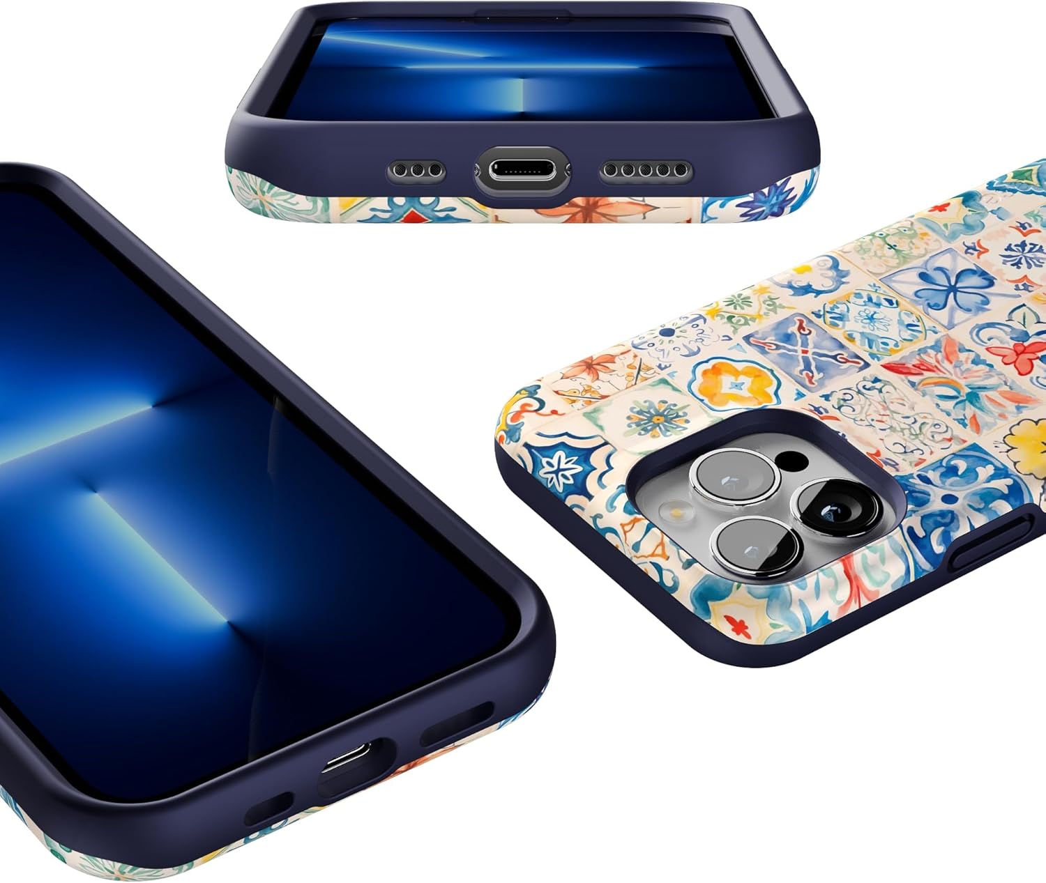 Casely iPhone 13 Pro Case | Tuscan Tiles | Dolce Vita | Bold Protective Design | Compatible with MagSafe
