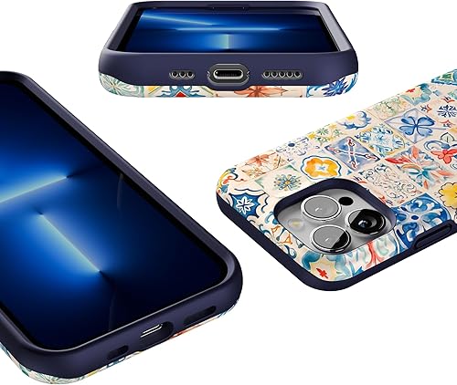 Vista 866 de Casely iPhone 13 Pro Case Compatible with MagSafe Blue Marble Case