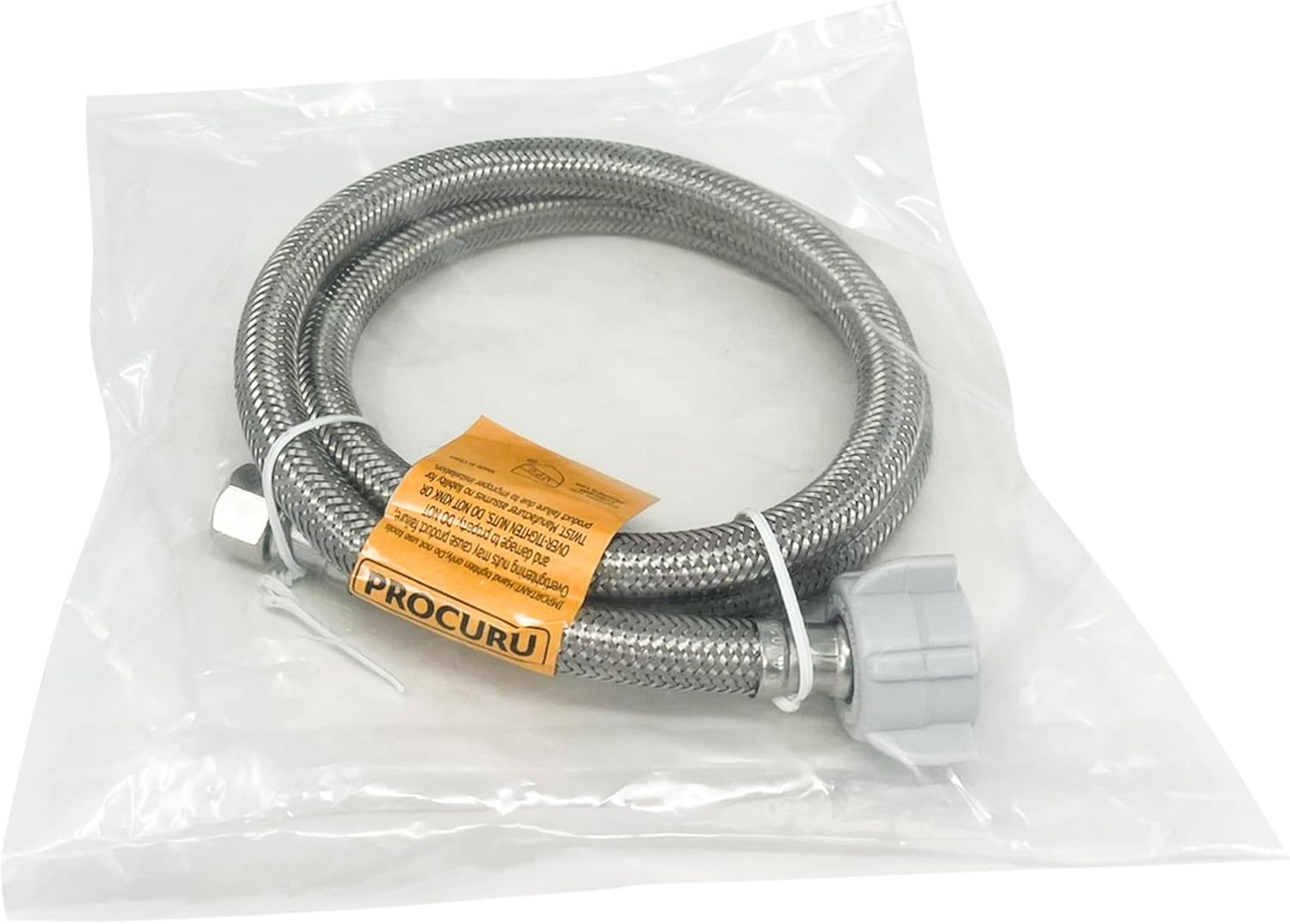 [2-Pack] PROCURU 60-Inch (5Ft) Universal Toilet Connector, 3/8"C x 7/8"BC, Flexible Stainless Steel Braided Suppy Line, LF Certified Safe (9ST60-2P)