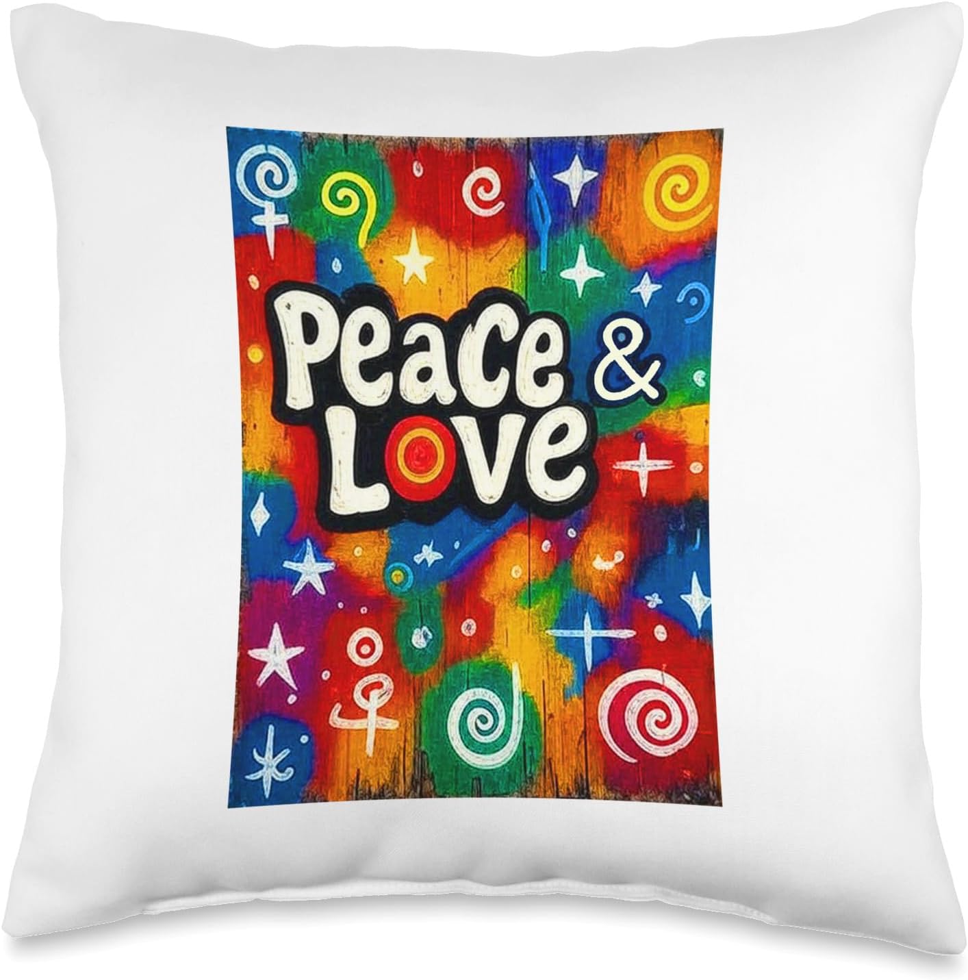 Peace and Love Hippie Sign Throw Pillow