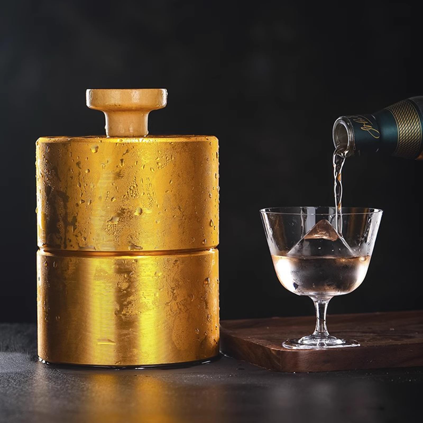 Eiskugelpresse, durchsichtige Diamantform, klare Eiskugelform for Whiskey und Cocktails, langsam schmelzende Eisform, Aluminiumform, for Kühlen von Cocktails, Whiskey