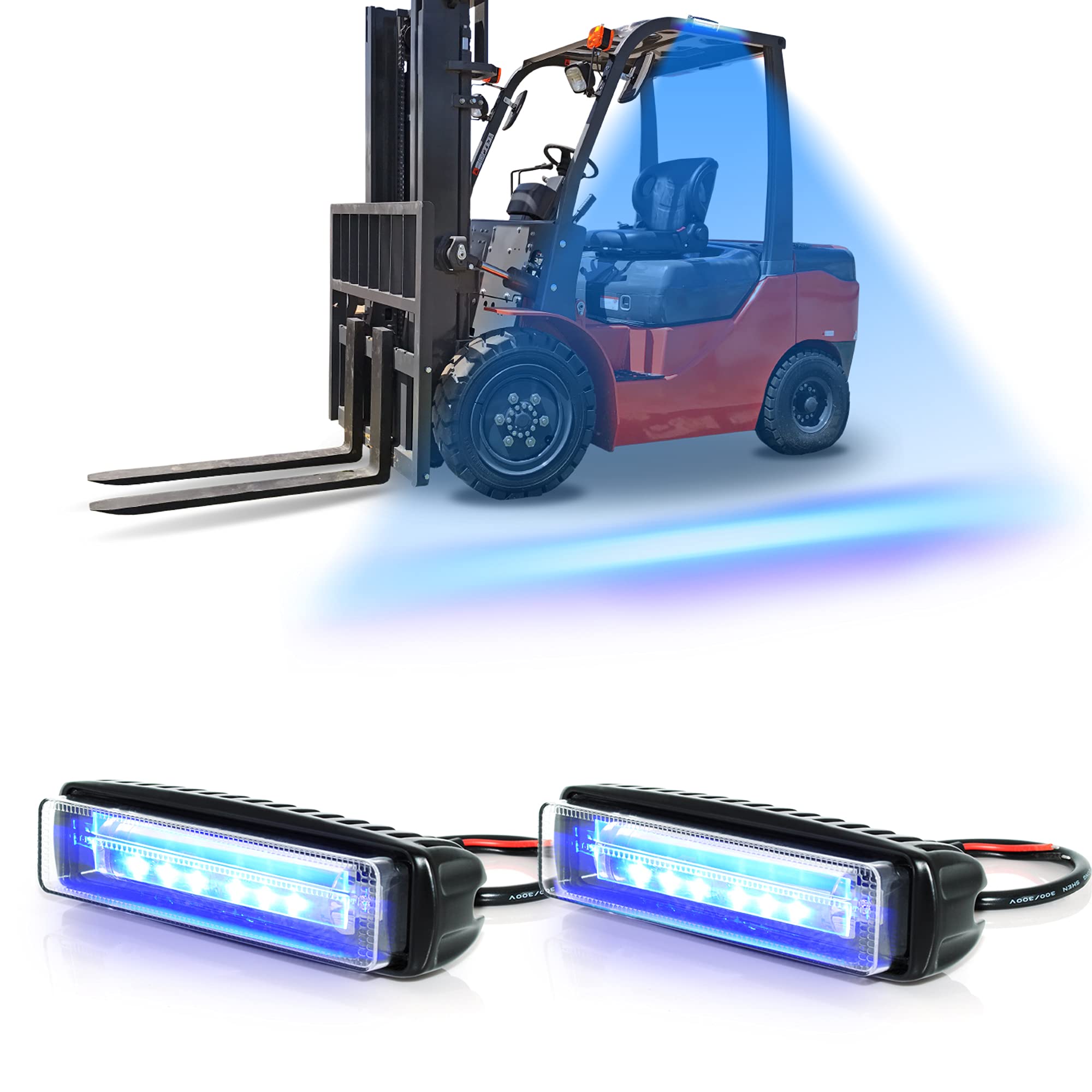 2 szt. Lampa bezpieczeństwa LED 30 W do wózka widłowego, światło ostrzegawcze, DC 12-80 V