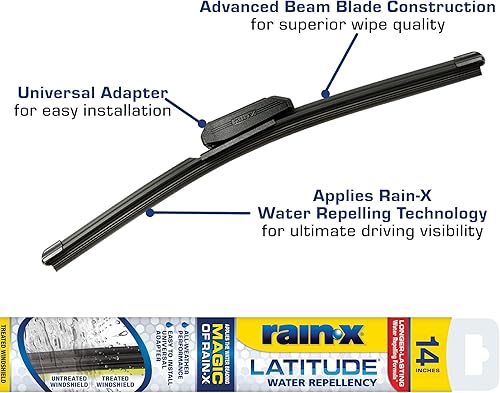 Miniatura 2 de Rain-X 5079272-2 Latitude Escobillas Limpiaparabrisas 2 en 1 Repelentes al Agua, limpiaparabrisas de 14 pulgadas (paquete de 1), limpiaparabrisas