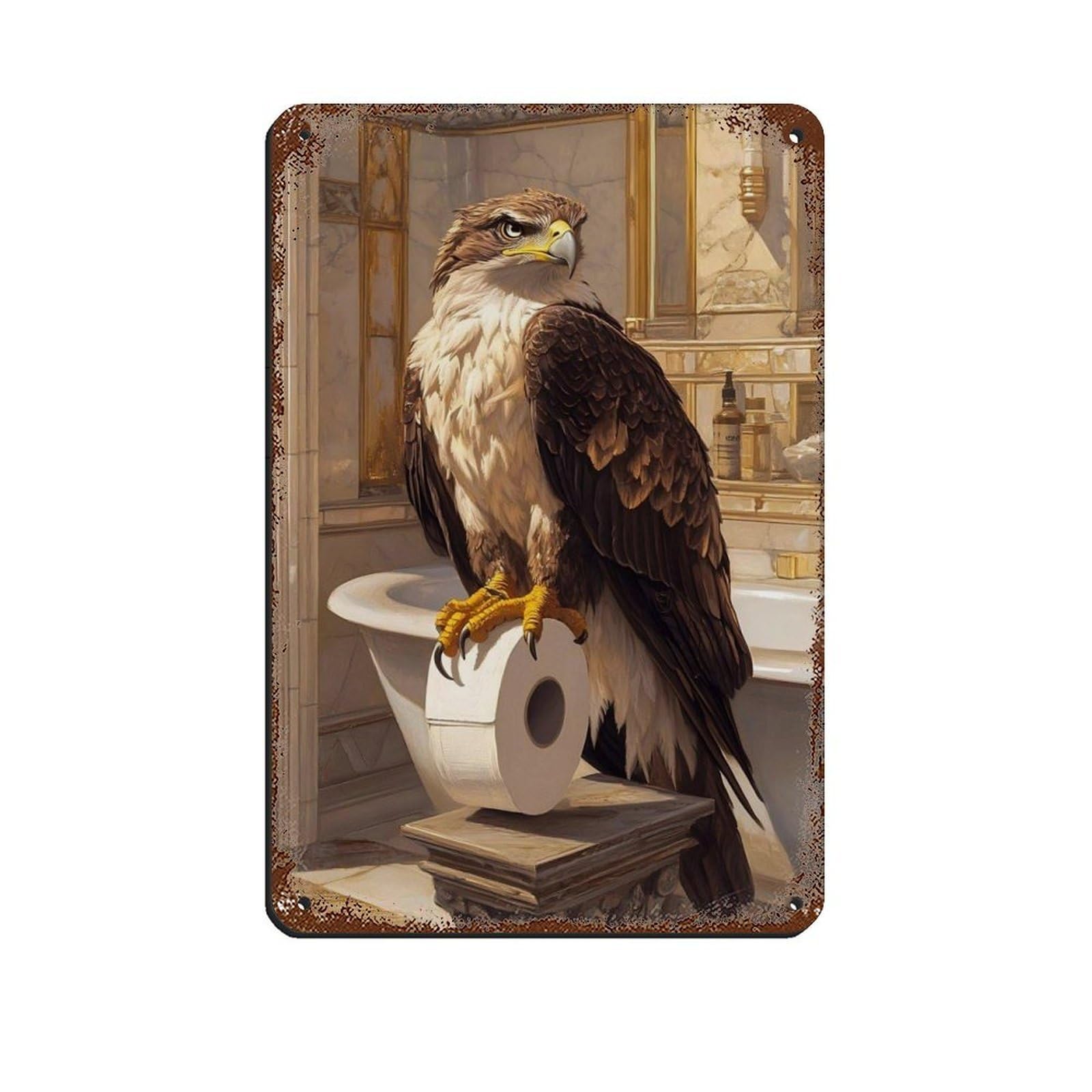 Lxwnze 20L X 30W Cm Majestic Eagle, Bathroom Decor Tin Sign Vintage Metal Pub Club Cafe Bar Home Wall Art Decoration Poster Retro 8X12inch(20X30cm)