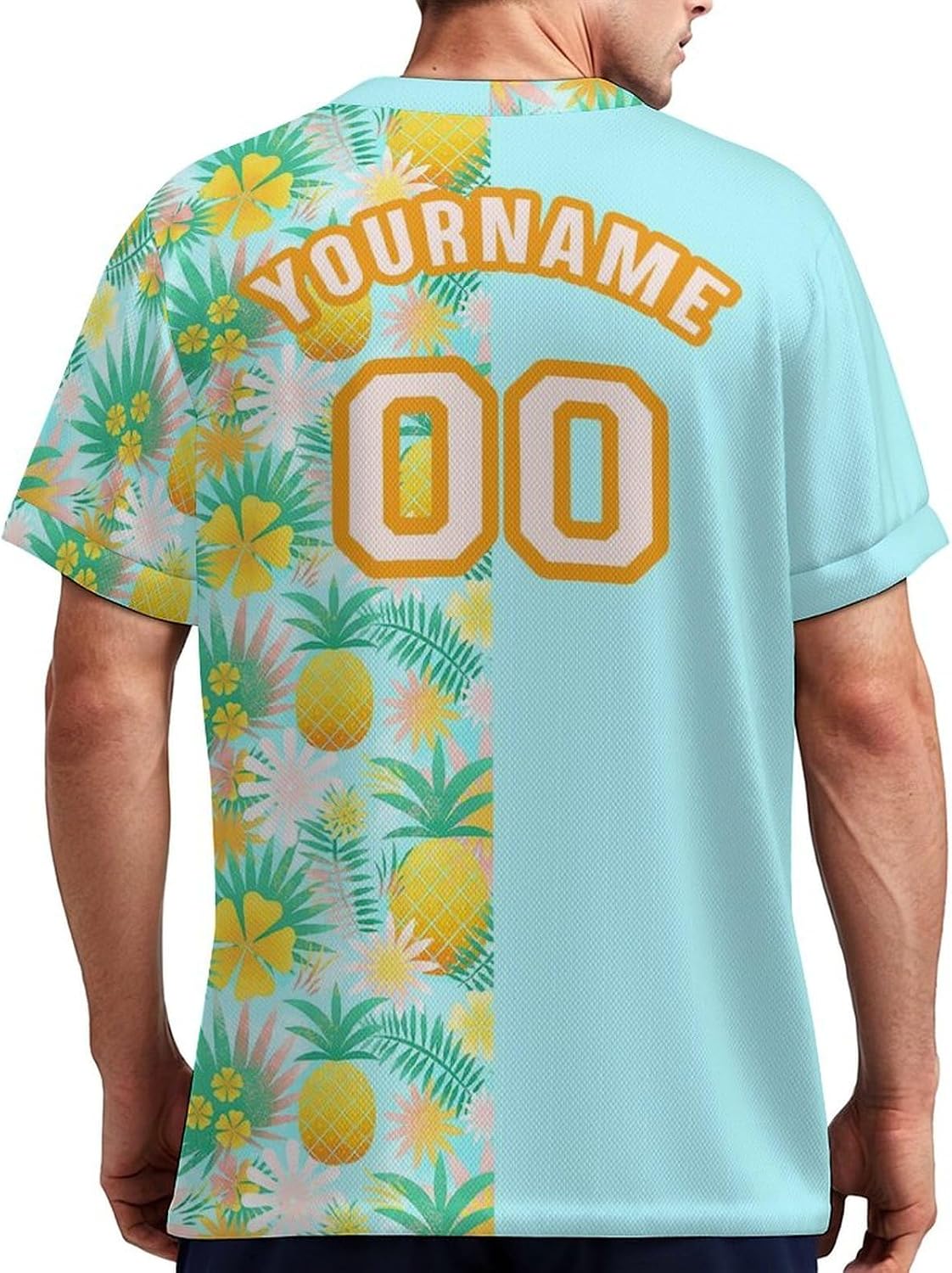 Custom Hawaiian Beach Shirt with Name Number Logo Personalized Sport Player Tropical Beach Shirt Design Your Own Tee