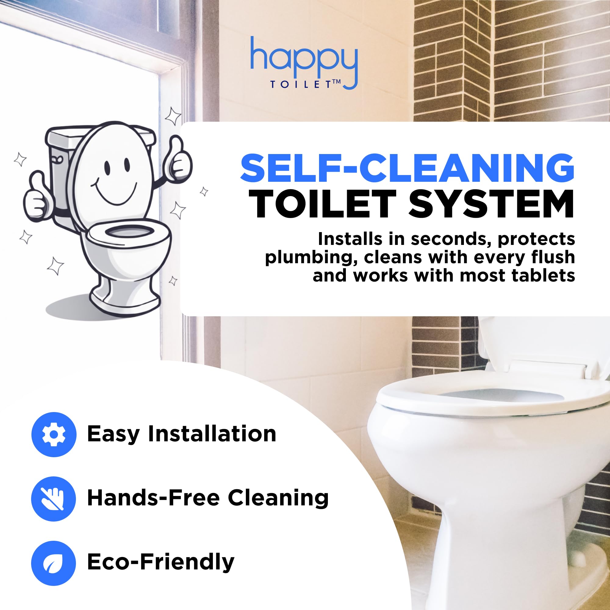 Happy Toilet Cleaner Limpiador automático de inodoros, soporte para