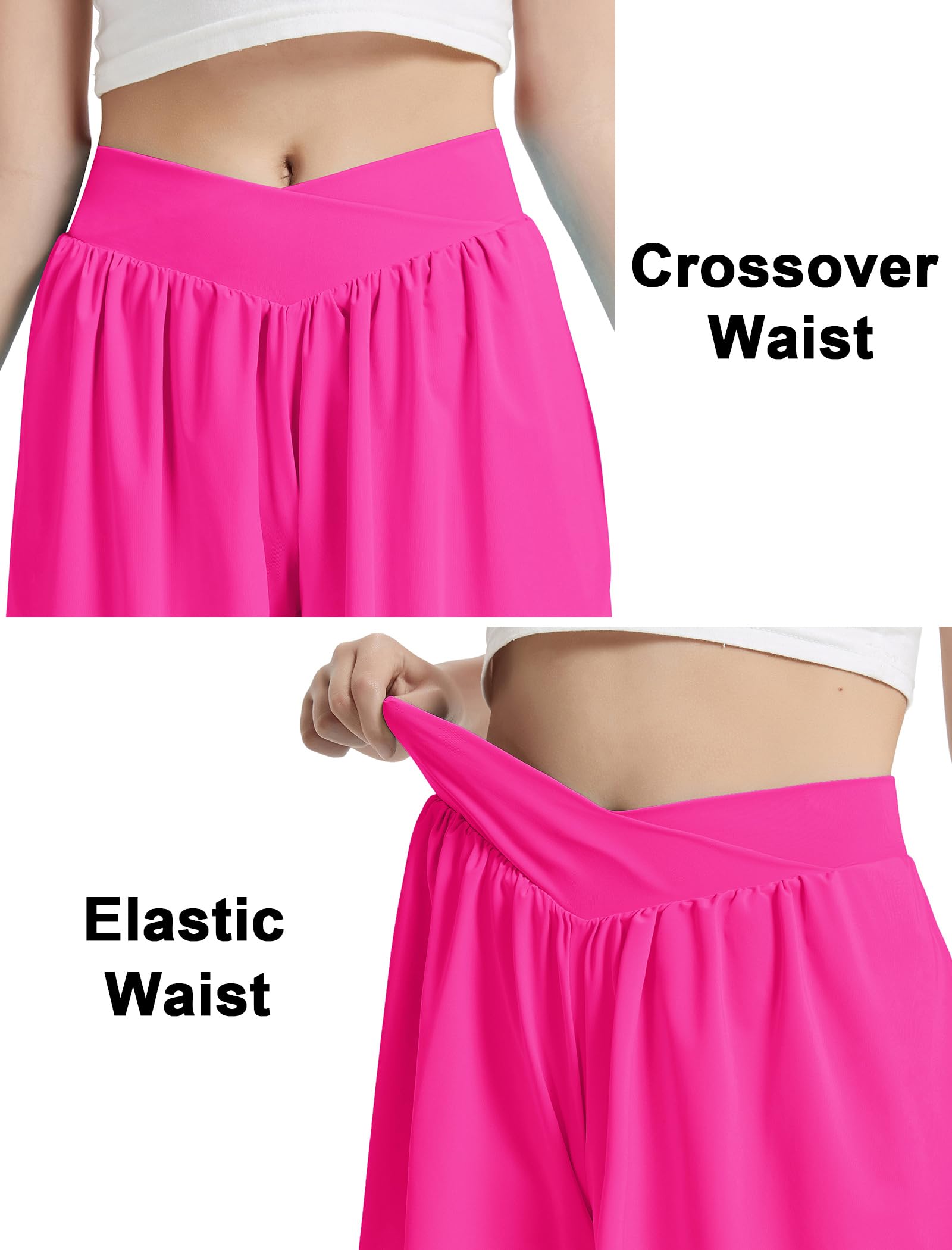 EXARUS 3 Pack Girls Butterfly Shorts Crossover Flowy Cheer Dance Athletic Flutter with Pockets Running Light Blue Pink Purple 10Y