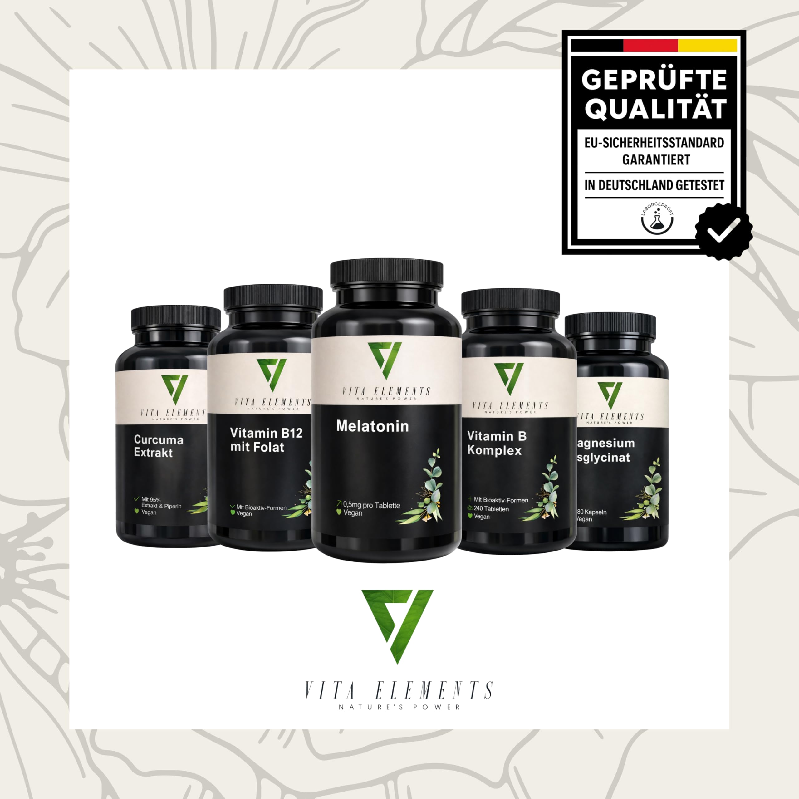 Vita Elements Melatonin - 365 Tabletten - 0,5mg Melatonin pro Tagesdosis - Jahresvorrat - Vegan - Ohne Magnesiumstearat - Laborgeprüft - Mini Tabletten