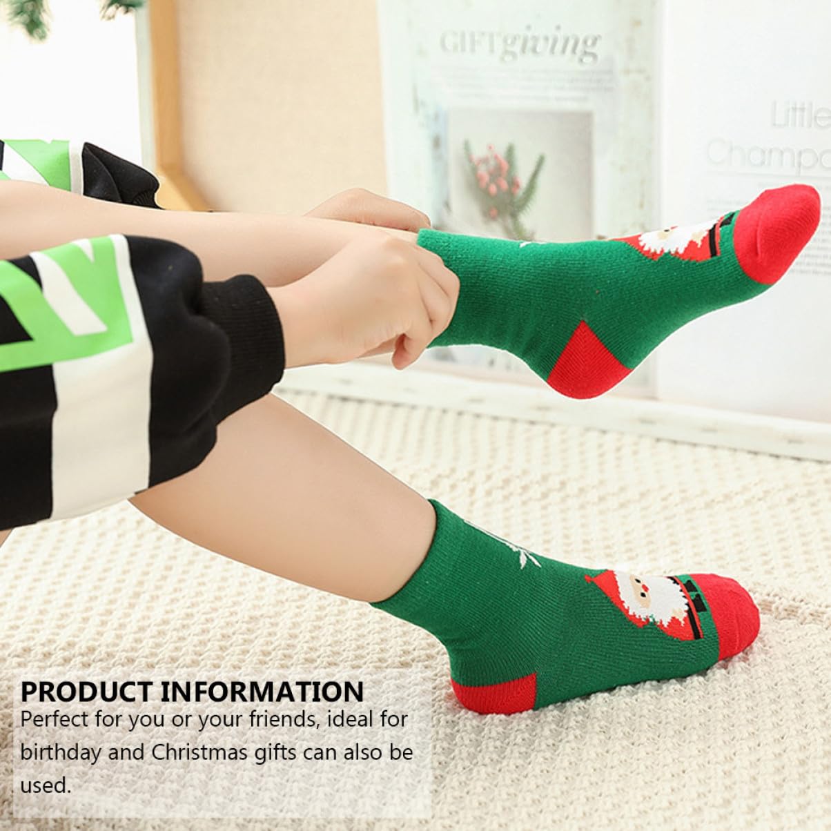 Garneck 5pares Medias de Navidad Calcetines de Algodón Cálidos para Medias Navideñas de Dibujos Animados de Navidad para Usar Fiestas