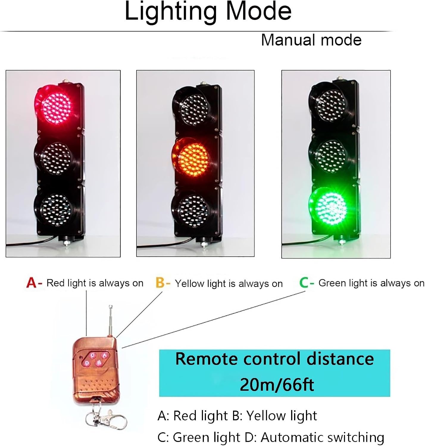 LED Traffic Light, Red Yellow Green Industrial Stop Light, Traffic Indicator Lamp, with Remote Control, Suitable for Intersections (45 * 15 * 15cm/18 * 6 * 6in)