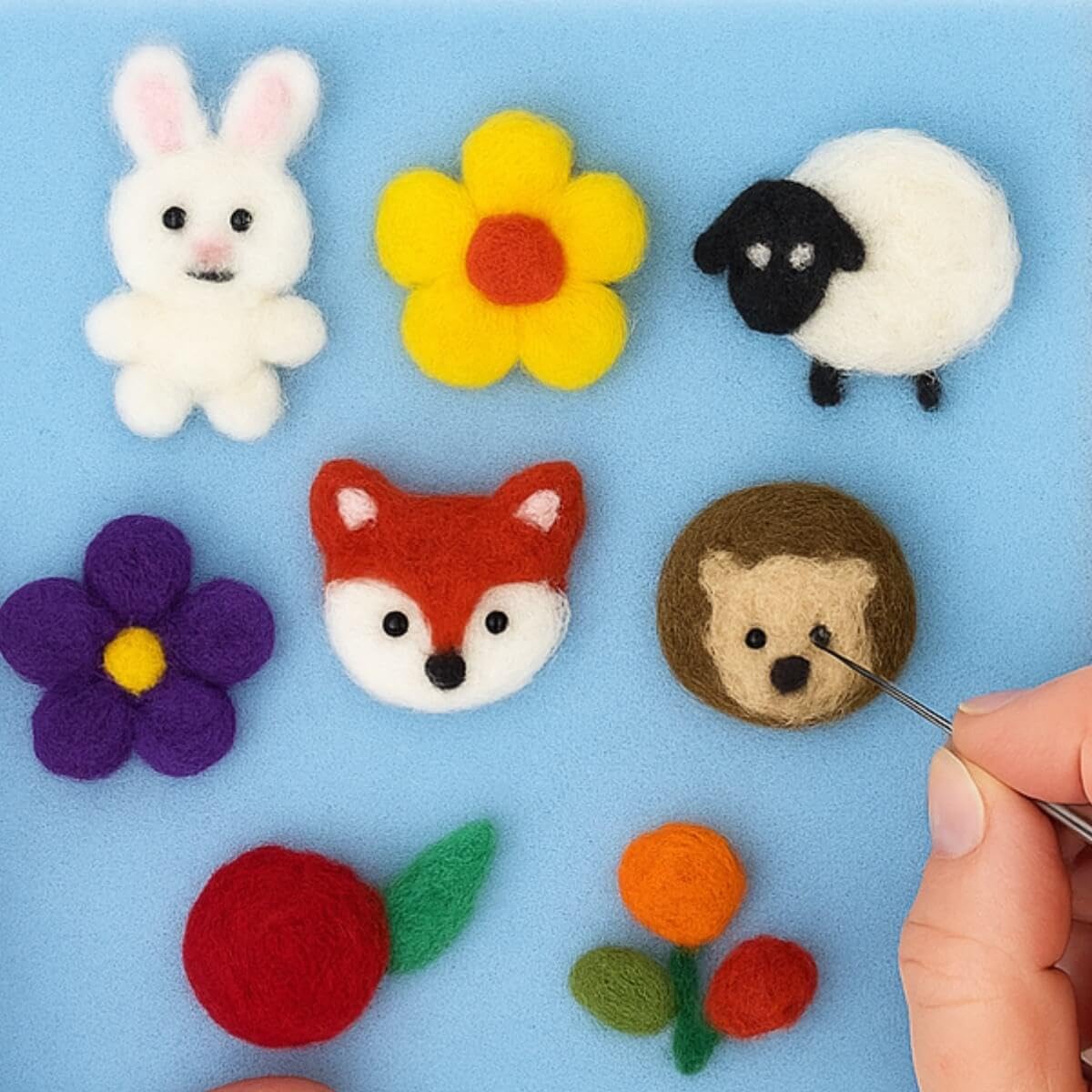Paleta de colores de lana cardada de fieltro con aguja 111 tonos