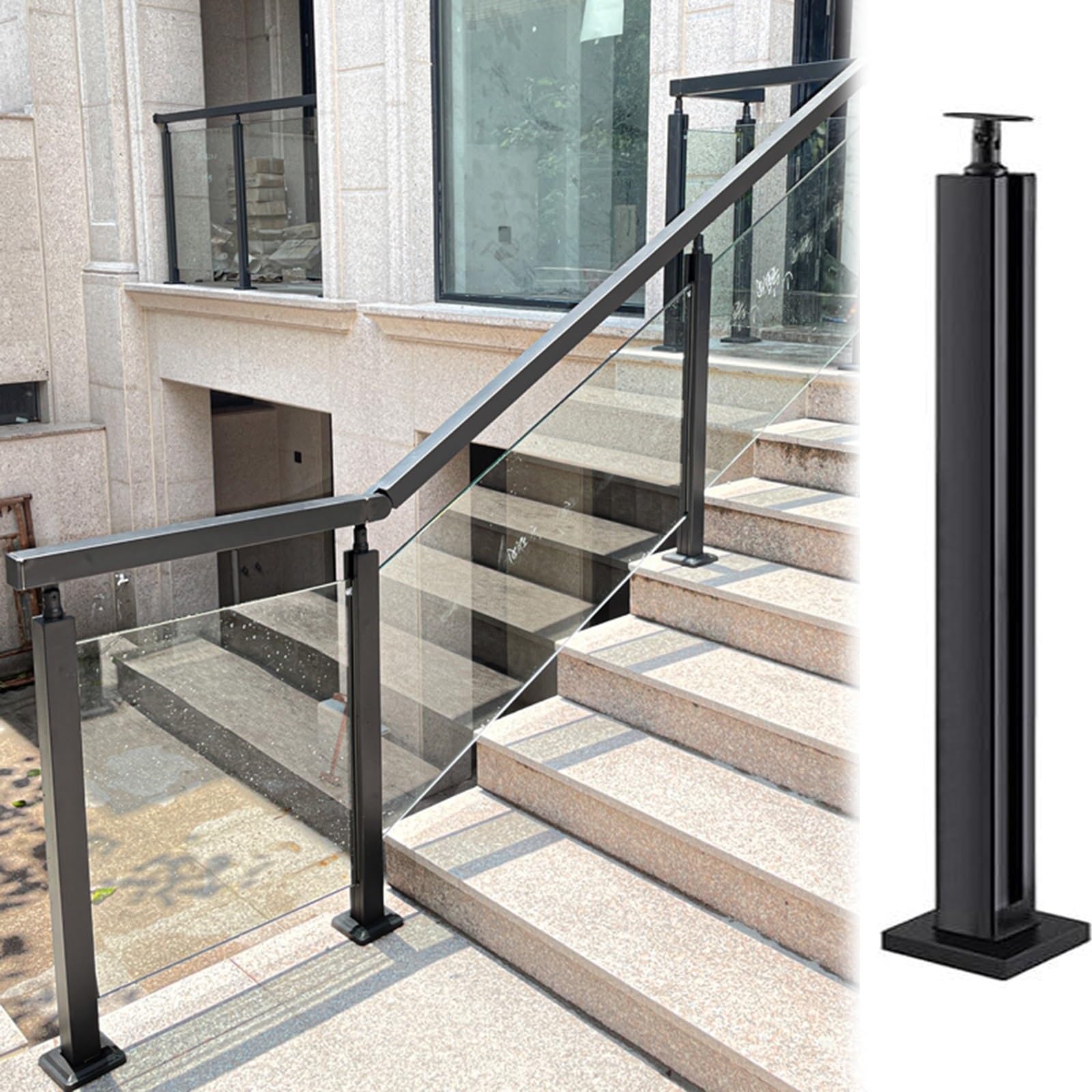Poteau de garde-corps en verre moderne café 105 cm pour balustrade élégante