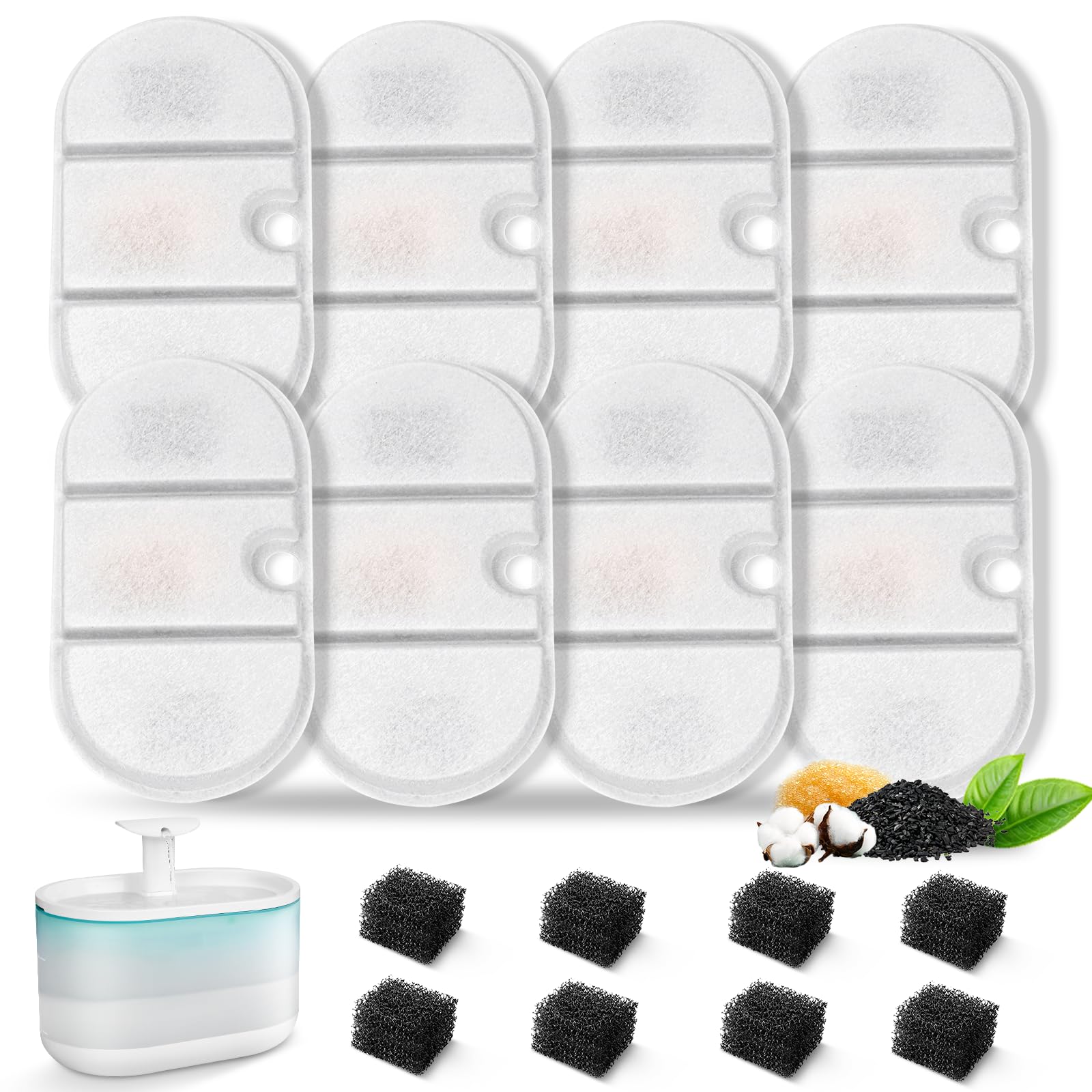 16 Packs Replacement Cat Water Fountain Filters Compatible with PETLIBRO Capsule Pet Water Fountain: PLWF002,71oz/2.1L Ultra Quiet-BPA-Free, Two Flow Modes Pet Dispenser