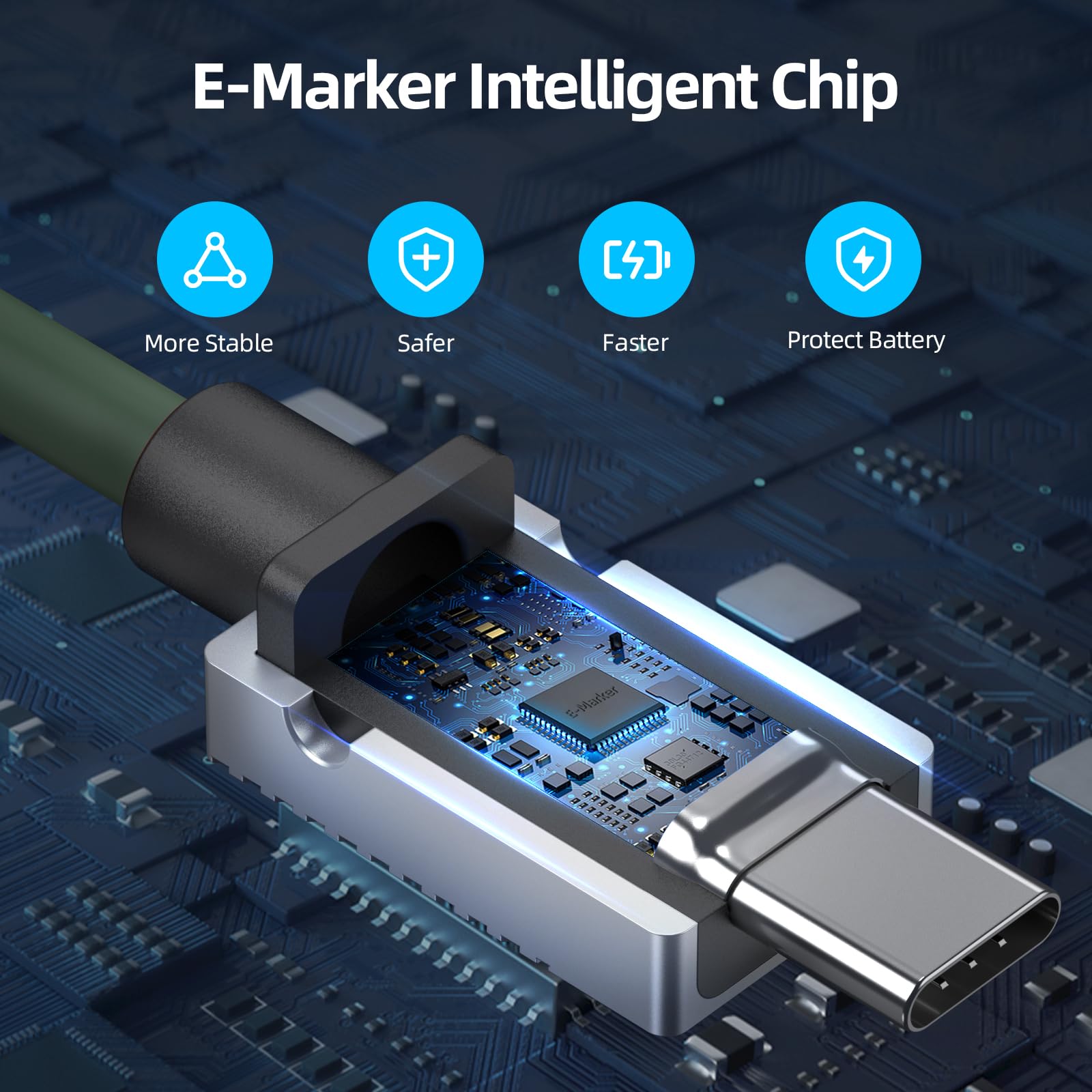 Cavo da USB C a USB C da 240 W per cavo USB 3.2 Gen 2 compatibile con Thunderbolt 2, E-Marker da 240 W, cavo DisplayPort 4k, cavo di trasferimento dati a ricarica rapida da 20 Gbps 0,5 m, verde