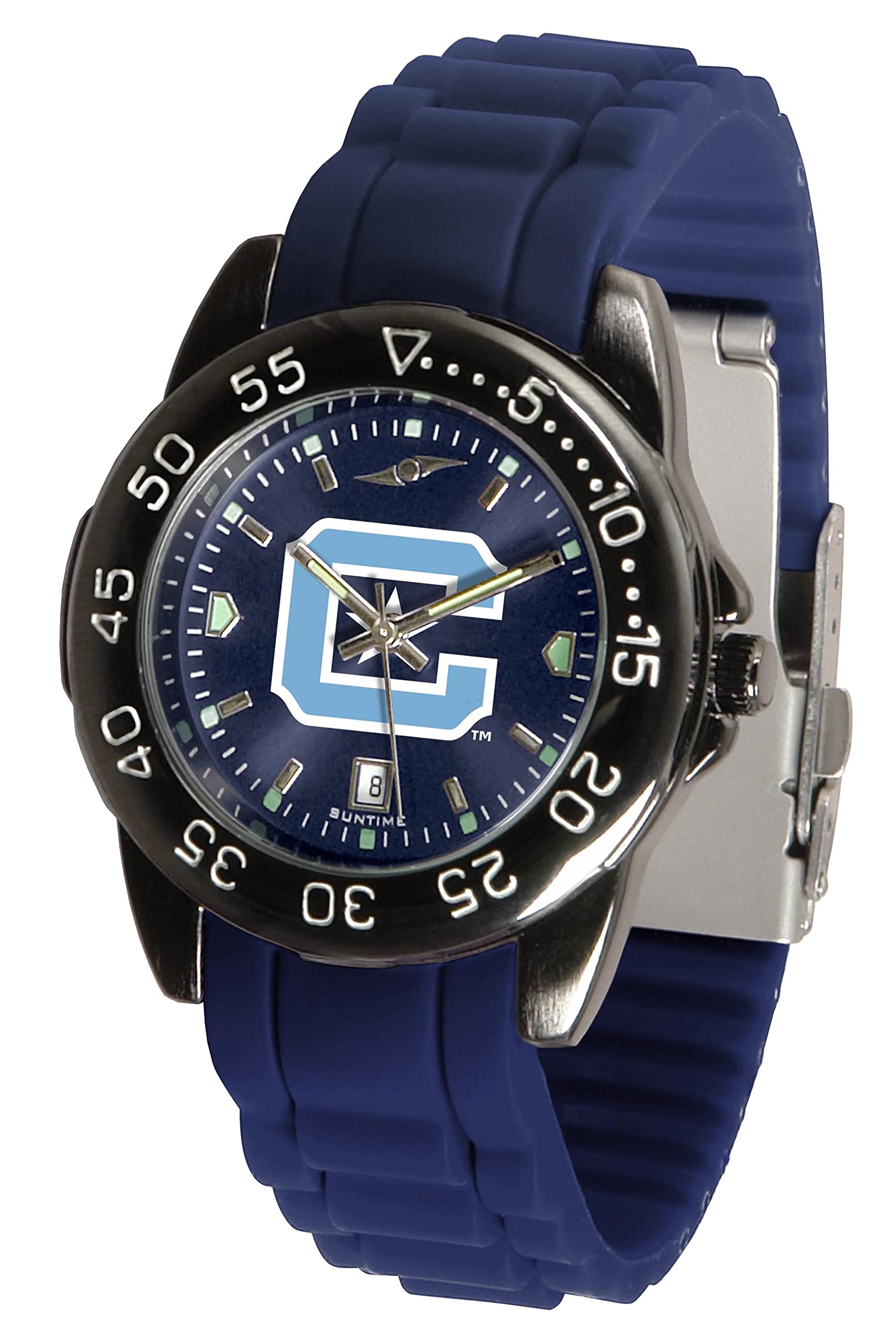 SunTime Men's Citadel Bulldogs Fantom Watch with 20mm Silicone Band, Reflective Shiny Dial and Date Window, Black Case