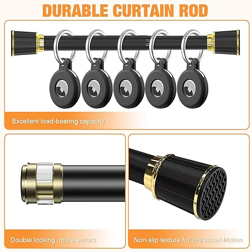 Miniatura 3 de ZOCONE Barra de cortina de tensión de 43 a 75 pulgadas, barra de cortina de ducha negra, tensión de barra de ducha ajustable, sin taladro, con