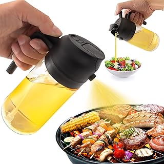 mqnxoi 2 in 1 Glass Oil Sprayer & Dispenser, 470ml Glass Olive Oil Sprayer,Cooking Oil Sprayer,Salad,16oz Oil Sprayer for ...