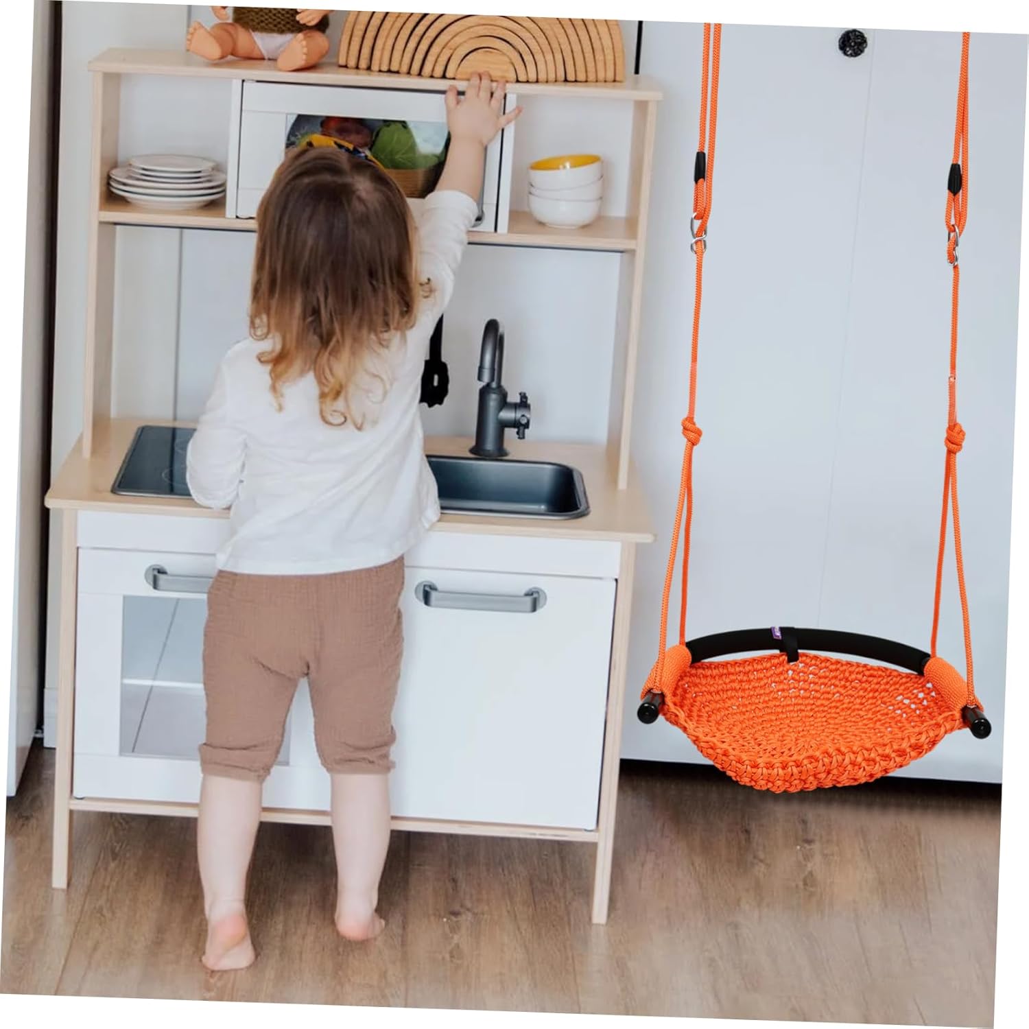 Totority Comfortable Mesh Hanging Chair Boys and Girls Swing Hammock Indoor Outdoor for Play