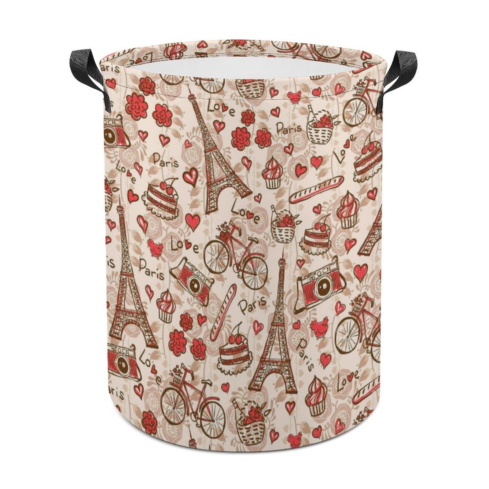 Wlntrophic Laundry Hamper, Paris Eiffel Tower Laundry Basket, Washing Basket with Handle
