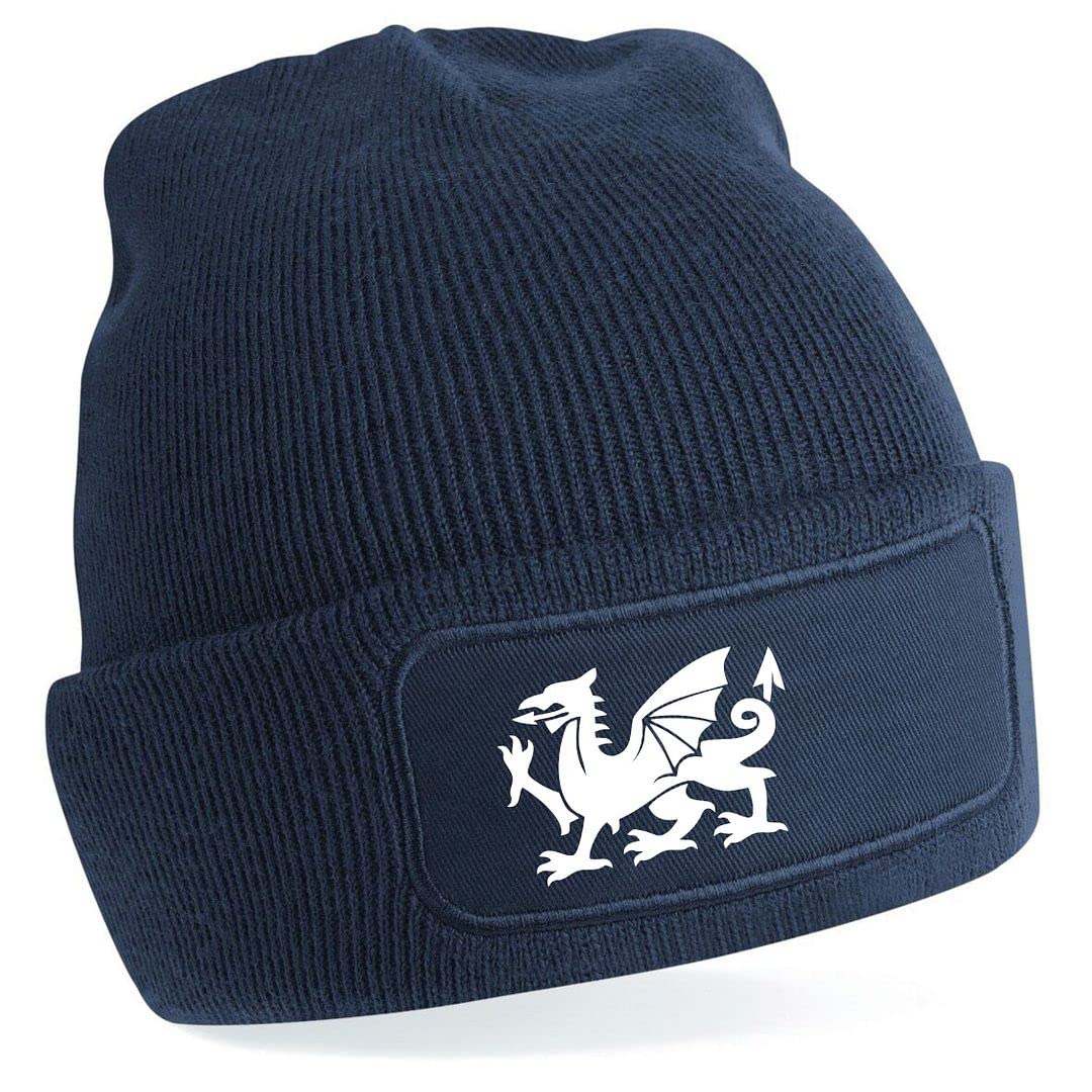 Cyclops Print Wales Beanie Rugby Hat Navy