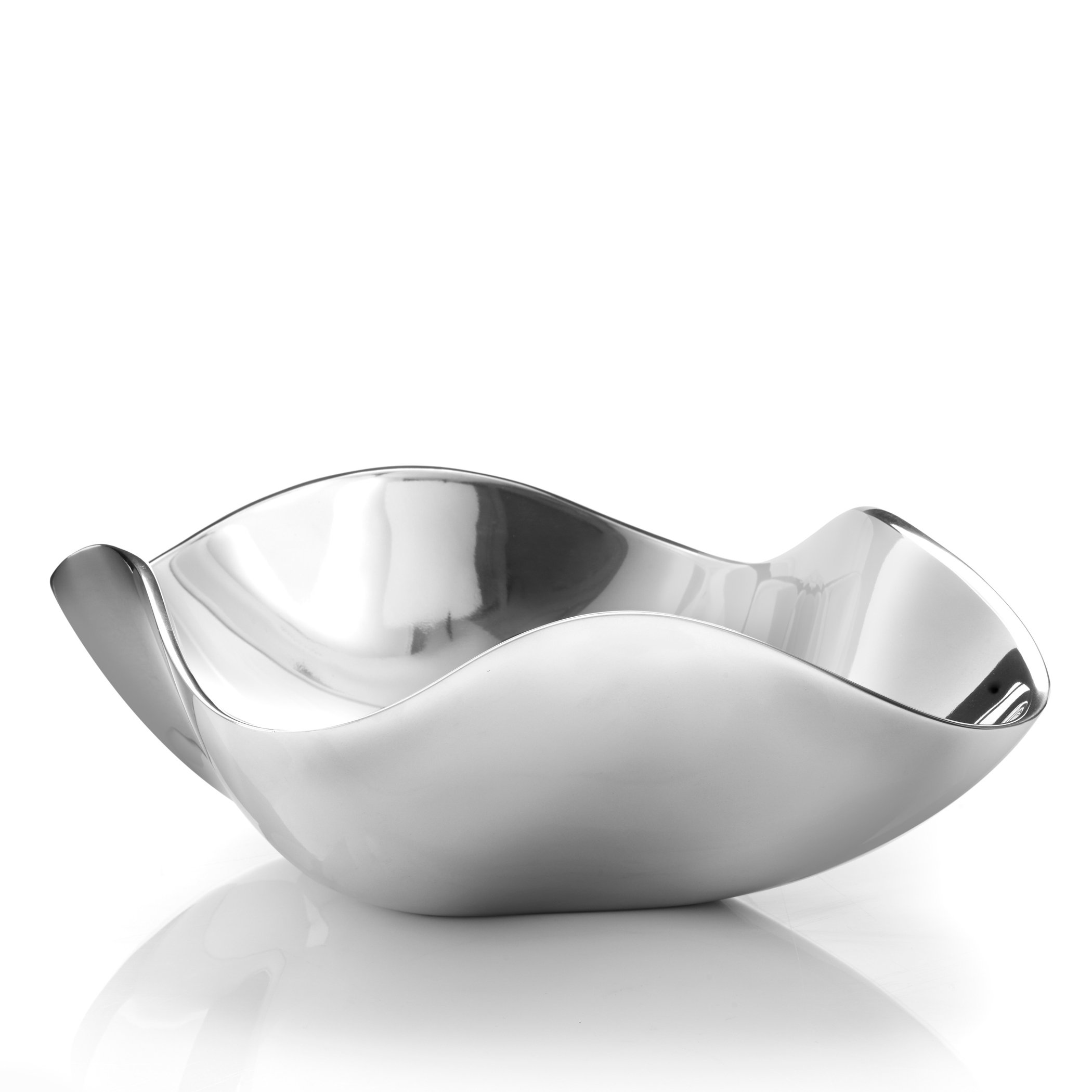 nambe Venus Serving Bowl | Chillable Salad Bowl | For Hot and Cold Foods, Salads, Soups, Fruit | Large 15" L x 11.75â€? | Gift Boxed | Made of Metal Alloy (Silver)