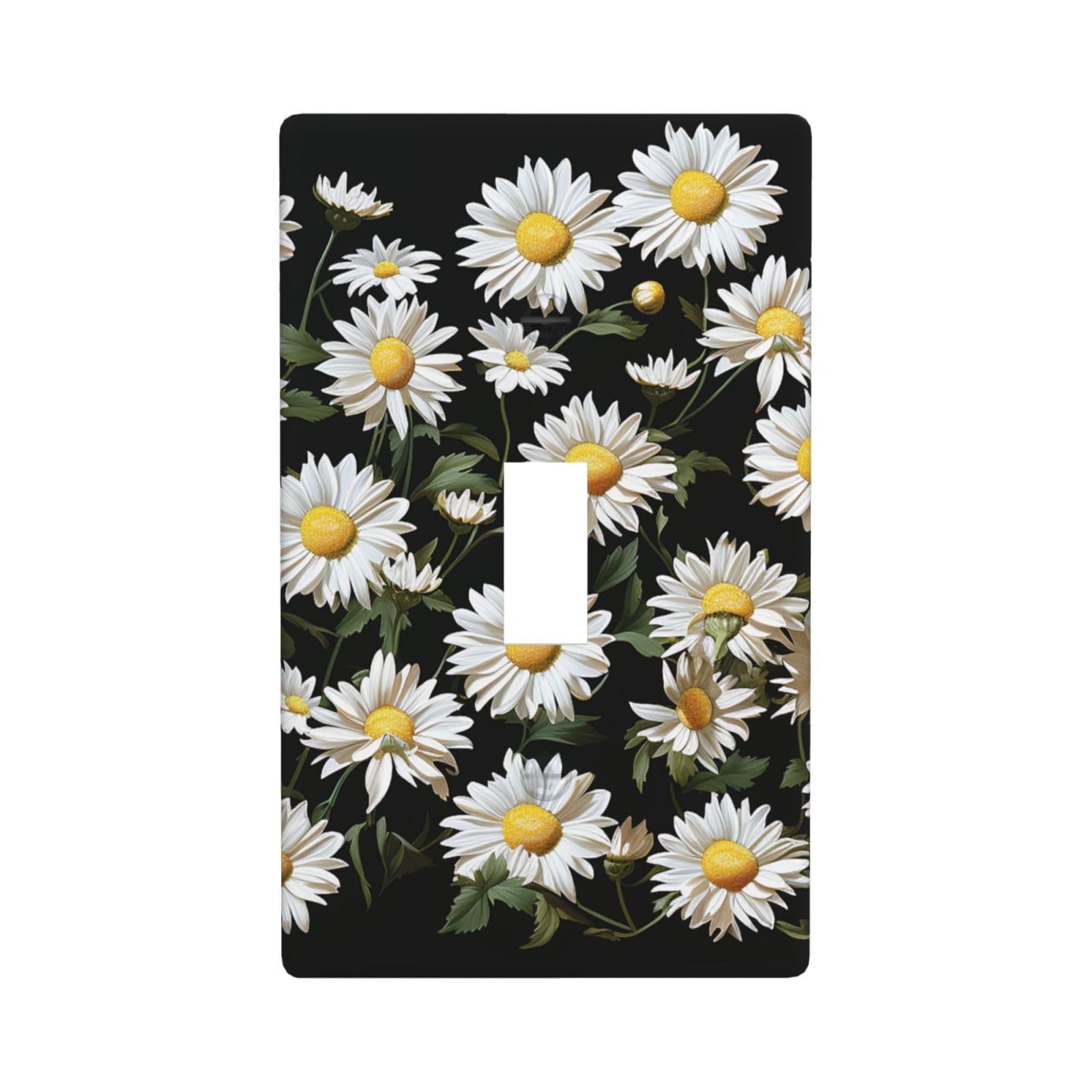 Decorator Wall Plate Cover Single Toggle Light Switch Cover Daisy Wallplates Blank Electrical Rocker Switch Plate Covers for Electrical Outlets Decorative 1 Gang 4.5" x 2.76"