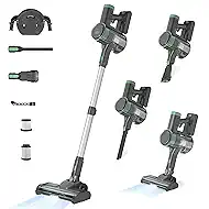 Cordless Stick Vacuum Cleaner, 45KPA Powerful Suction 50Mins Runtime, Lightweight 6-in-1 Vacuum with LED Touch Screen Anti-Tangle for Pet Hair Hard Floor Carpet Home Car
