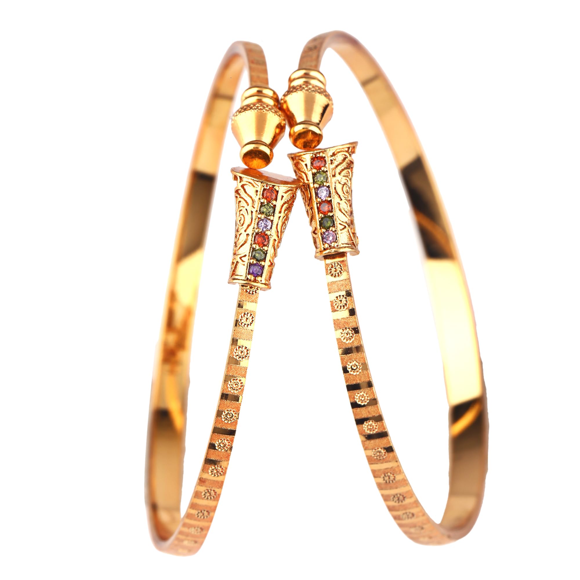 Shining Diva Fashion Set Of 2 Latest Traditional Design 18k Gold Plated Adjustable Bracelet Bangles for Women (Golden)(15240b) (B0CNXW8H5W) Amazon Price History, Amazon Price Tracker