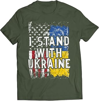 Five Up Tees I Stand with Ukraine US Flag V. Zelenskyy Ukrainians Support T-Shirt