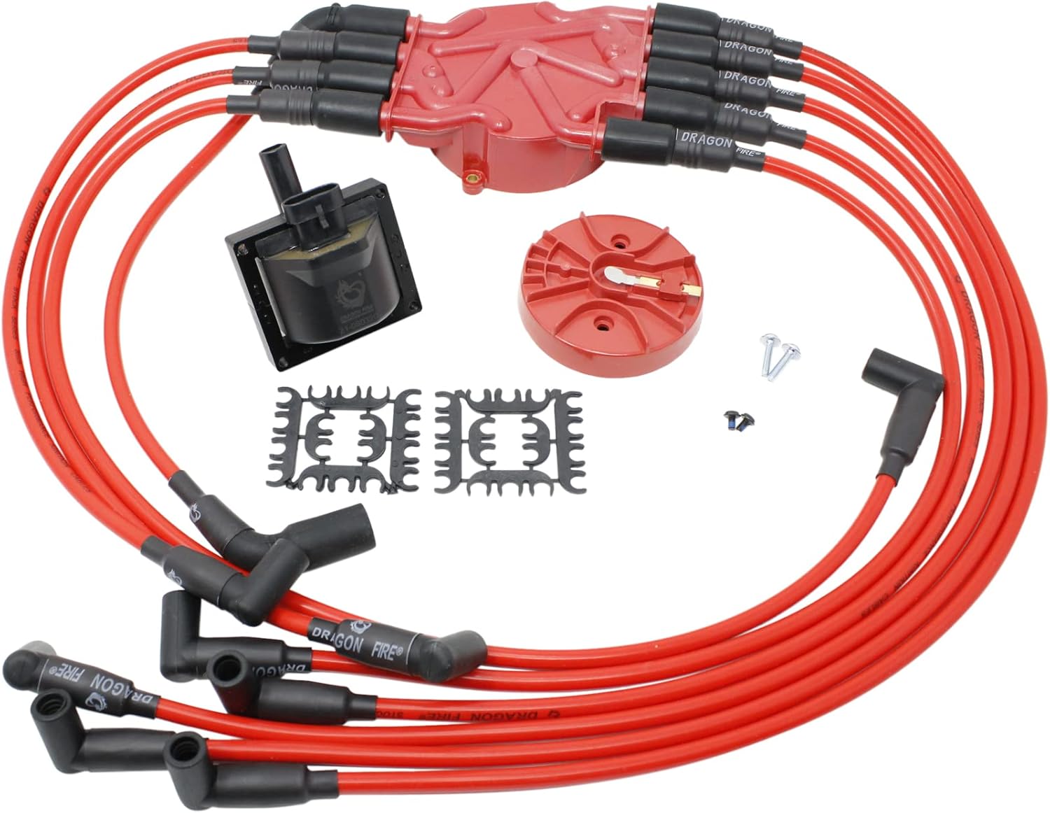 Complete Power Pack Distributor Cap Rotor Coil and Low Ohm Plug Wires Compatible Replacement For 1996-2002 Chevy GMC Cadillac C1500 Suburban Escalade Express and More 5.0L 5.7L V8 Oem Fit Kit-1499