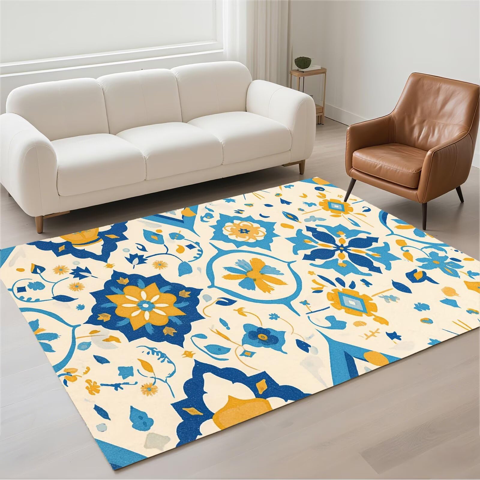Grand tapis lavable en machine pour une chambre d'adulte moderne