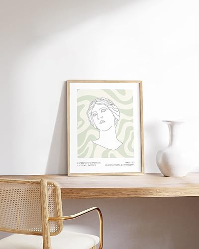 Miniatura 4 de HAUS AND HUES Pósteres estéticos verdes, arte de pared verde salvia, decoración de habitación pastel danés, impresión geométrica (sin marco, 12 x 16)