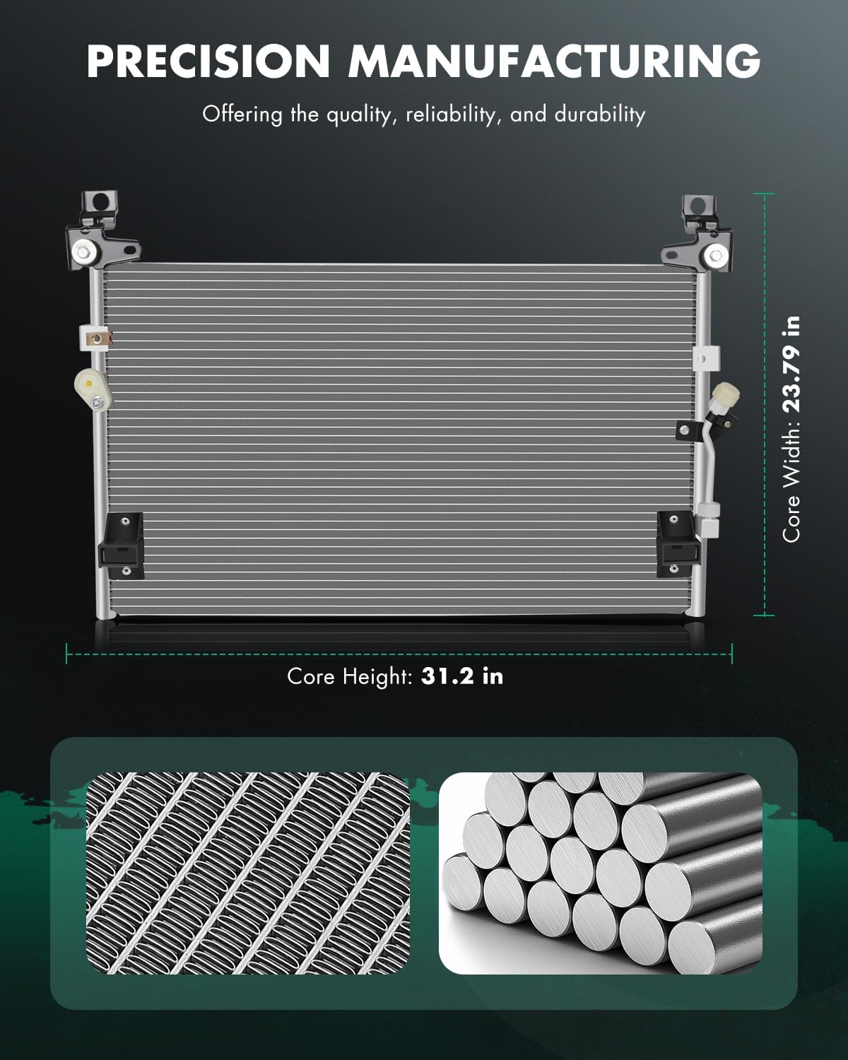SCITOO Air Conditioning A/C Condenser for 1998-2004 for Toyota for Tacoma 2.4L 1998-2004 for Toyota for Tacoma 2.7L 1998-2004 for Toyota for Tacoma 3.4L; Replace: 4899