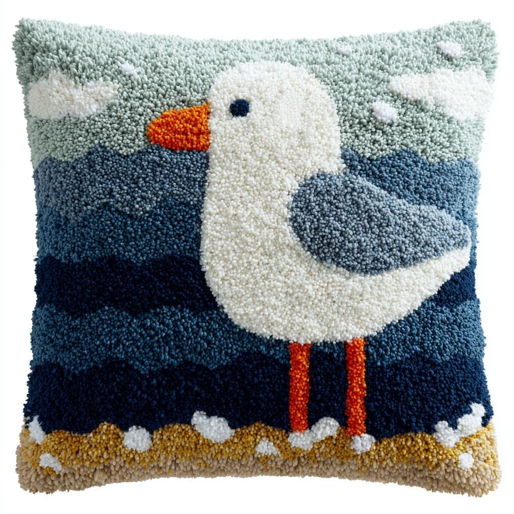 WallustrioaW Latch Hook Cushion Kits for Adults,Animals Seagull