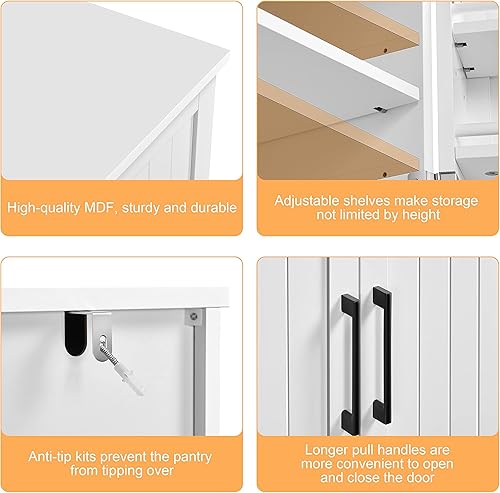 Miniatura 6 de Yaheetech Kitchen Pantry Storage Cabinet 41 H Freestanding Pantry Cabinets with Doors and 6 Adjustable Shelves Farmhouse Pantry Cupboard for Kitchen