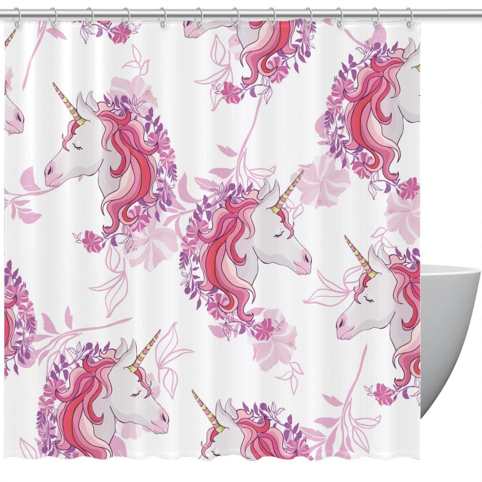 Rideau de douche textile lavable et étanche 183x183 cm motif féerique