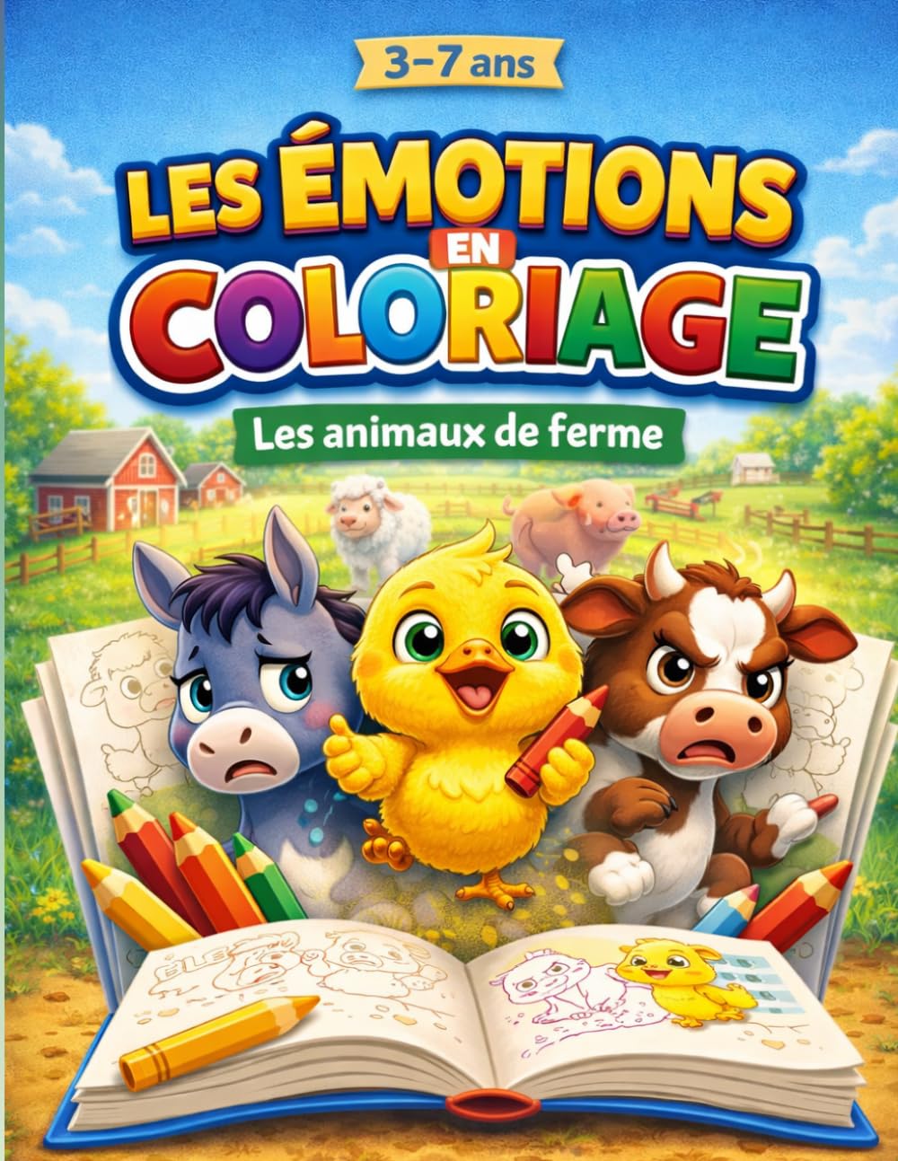 Les émotions en coloriage : Les animaux de la ferme: Un cahier de coloriage pour aider les enfants à reconnaître et exprimer leurs émotions
