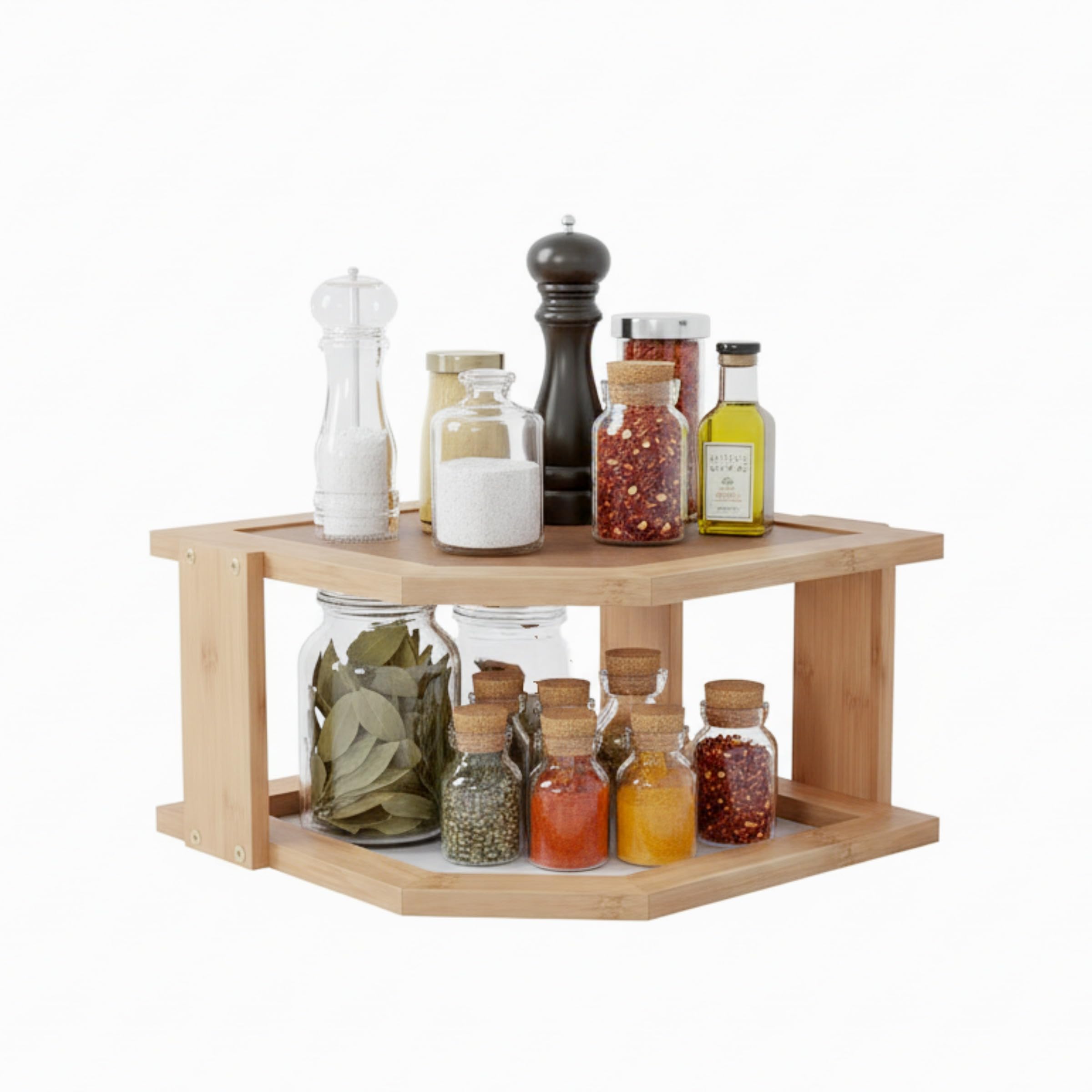 Amazon.com: 2-Tier Bamboo Corner Shelf for Kitchen or Amazon.com: 2-Tier Bamboo Corner Shelf for Kitchen or