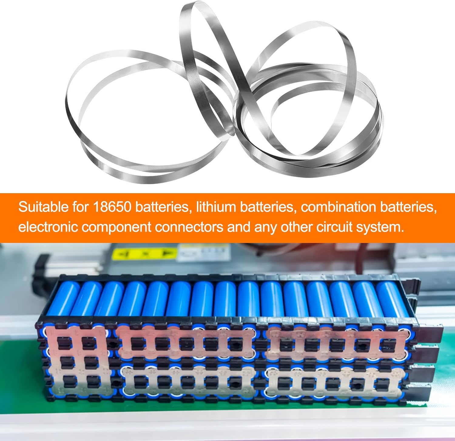 HARFINGTON Nickel Strip 0.15mm x 8mm (328ft / Roll) Nickel Plated Steel Strips for Lithium Battery Packs Car Nickel Tap for Cell Battery Pack Spot Welding and Soldering, Silver Tone