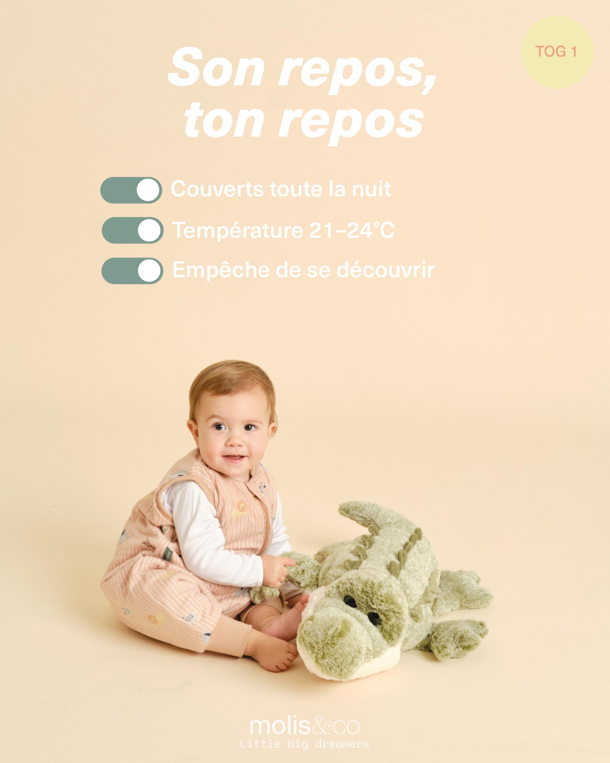molis&co. Gigoteuse pour bébé avec Pieds. 1.0 TOG. Idéal pour Le Printemps et l'automne. 100% Coton