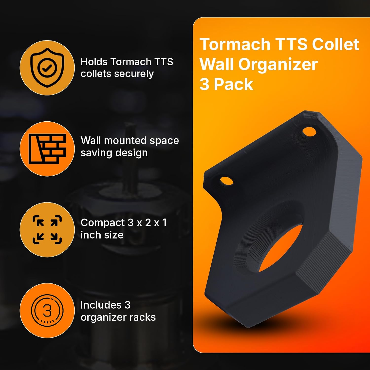 SplashNColor Collet Organizer Compatible with Tormach – Wall Mounted Tool Storage | 3 Pack Workshop Rack | Quick Access Holder for Busy Tool Change Areas image 3