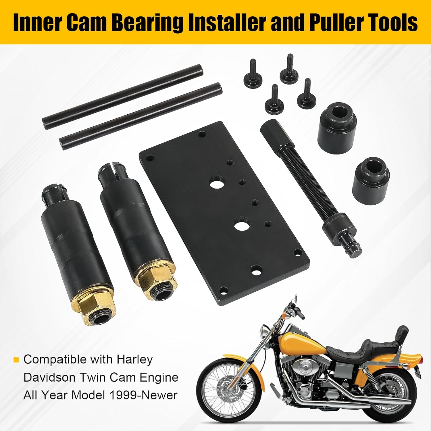 Inner Cam Bearing Installer and Puller Tools Replacement for Harley Davidson 88 93 96 103 110 All Twin Cam 1999-newer Inner Twin Camshaft Bearing Remove Installer with Puller Tool