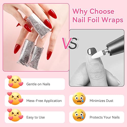 Miniatura 9 de Makartt Removedor de esmalte de uñas, láminas de remojo, removedor de esmalte de gel, envolturas de uñas con almohadillas de algodón más grandes