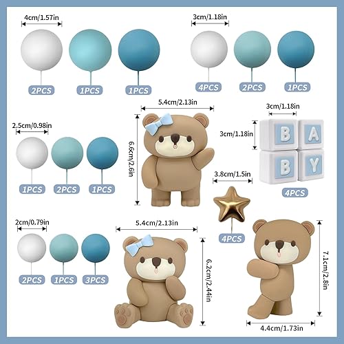 Miniatura 8 de 34 decoraciones de oso para tartas de perlas con estrellas, decoración de pastel para niños y niñas, baby shower, decoración de fiesta de cumpleaños